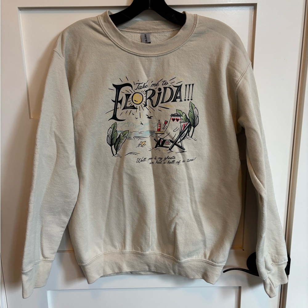 Gildan Cream Florida Graphic Crewneck Sweater